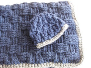 Basketweave Baby Blanket and Hat