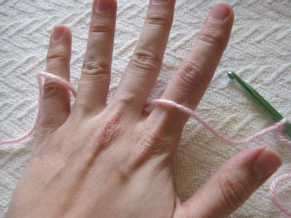 how to hold yarn for crochet