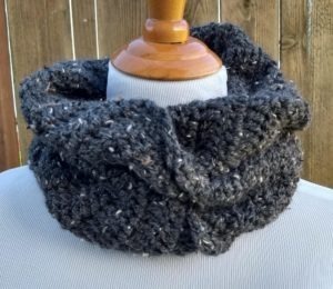 Dunes Cowl - Gray Chunky Crochet Cowl with Unique Fold