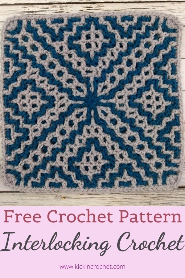 Interlocking Crochet Square Free Pattern - Interlocking crochet in the round with video tutorial, chart, and written pattern