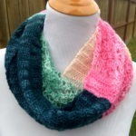 Green and Pink Springtime Crochet Cowl Pattern with Solomon's Knot/ Lover's Knot