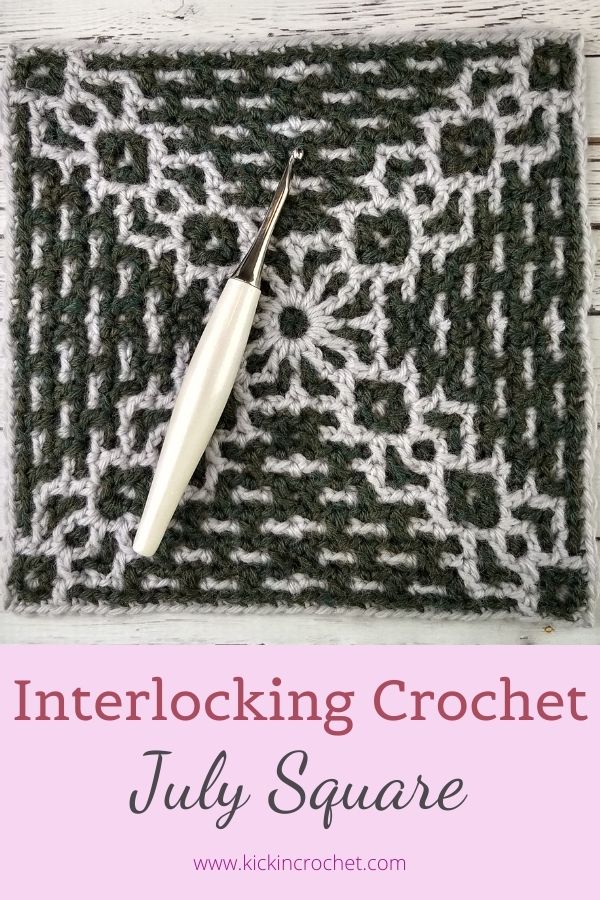 July Interlocking Crochet Square - Free pattern includes charts, written instructions, and full video tutorial