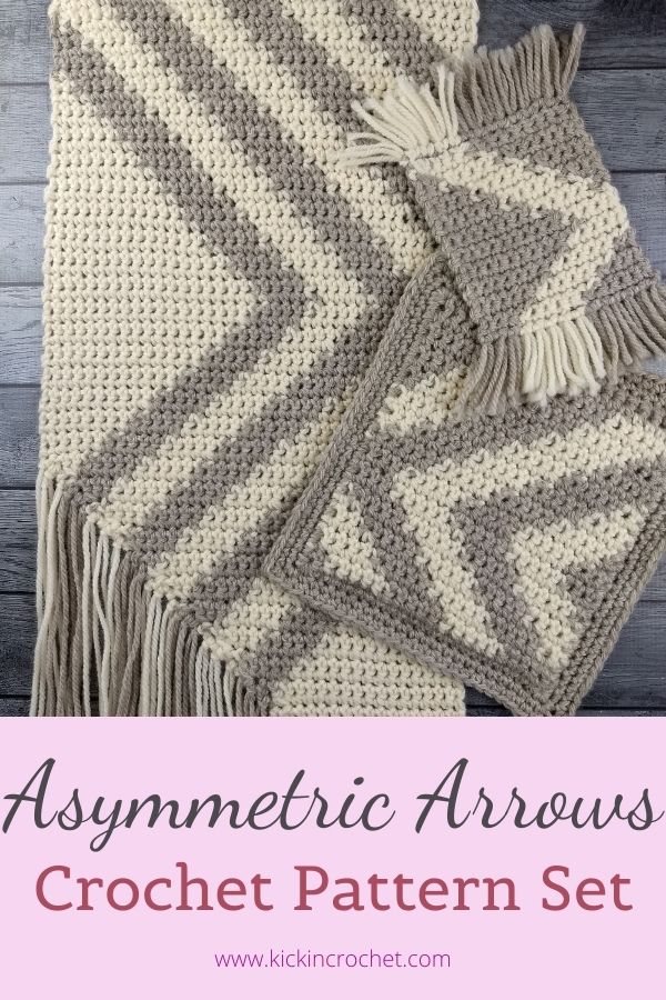 Asymmetric Arrows Set - Wall Hanging, Hot Pad, Mug Rug Crochet Pattern