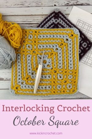 October Interlocking Crochet Square - free crochet pattern for 9-10" crochet square using interlocking crochet in the round, worsted weight yarn - includes video tutorial, written instructions, and charts!