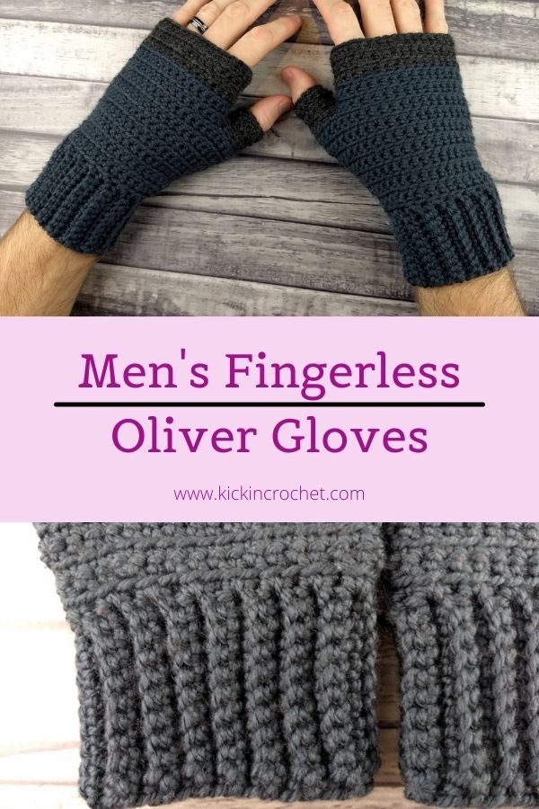 Oliver Fingerless Gloves for Men Crochet Pattern - Kickin Crochet