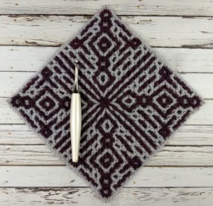 Gray and Purple Interlocking Crochet Square Free Crochet Pattern
