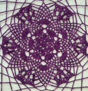 Lace Crochet Wall Hanging Pattern - Purple Crochet Doily Mandala Wall Hanging