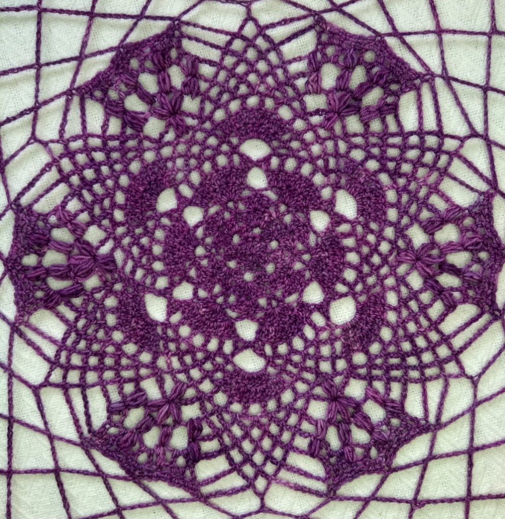 Lace Crochet Wall Hanging Pattern - Purple Crochet Doily Mandala Wall Hanging