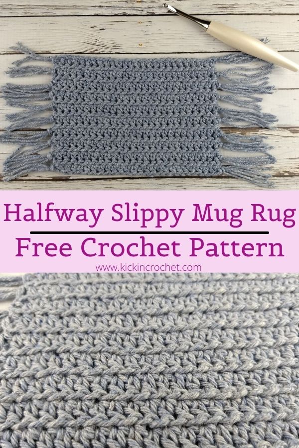 Halfway Slippy Mug Rug Free Crochet Pattern with video tutorial