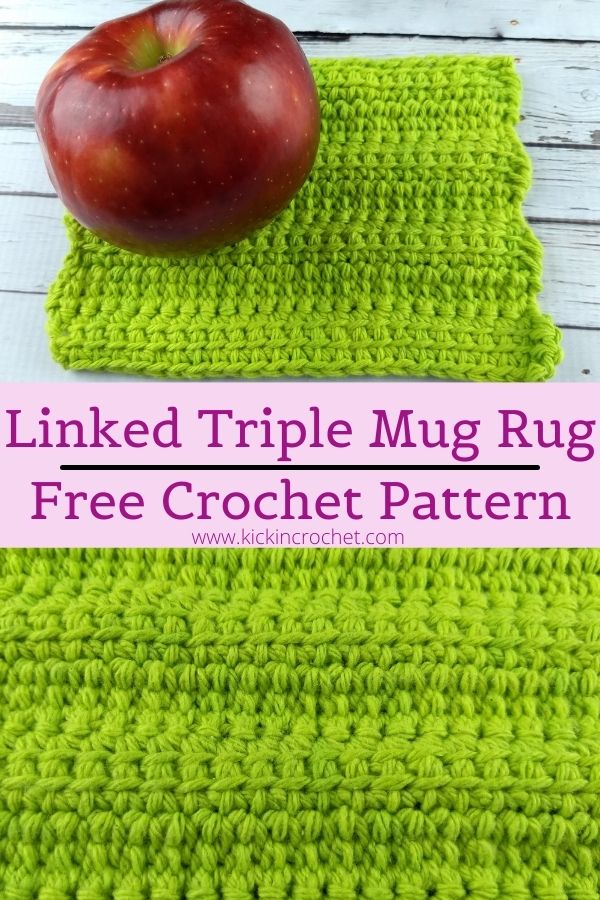 Linked triple crochet mug rug free crochet pattern with video tutorial