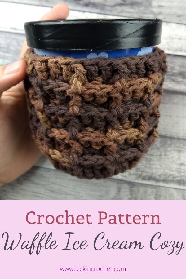 Waffle Stitch Ice Cream Cozy for Pint Ice Cream Containers - Free Crochet Pattern
