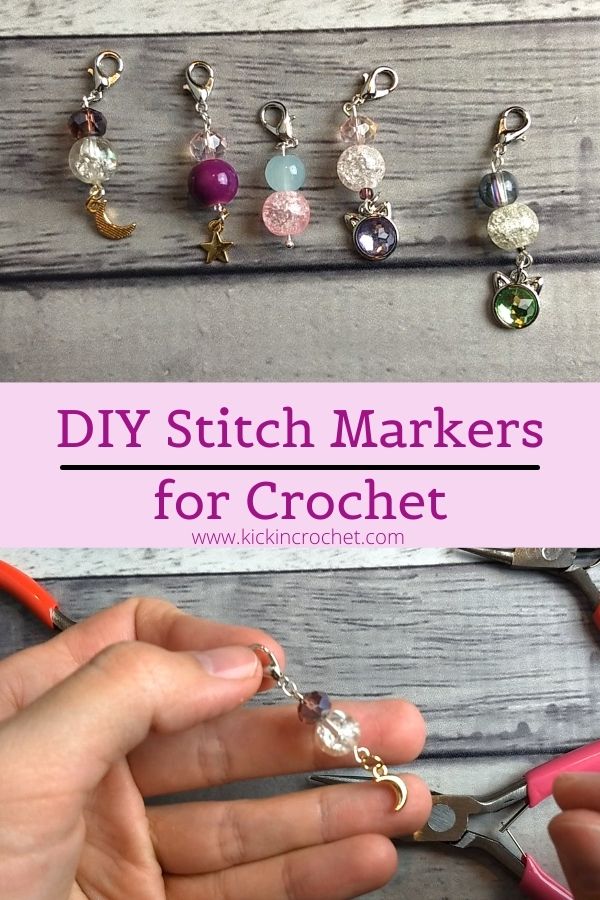 Marcadores de puntos para ganchillo DIY. DIY crochet stitch markers. 