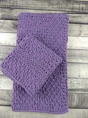 Free crochet pattern - honeycomb hand towel and washcloth tunisian crochet with video tutorial