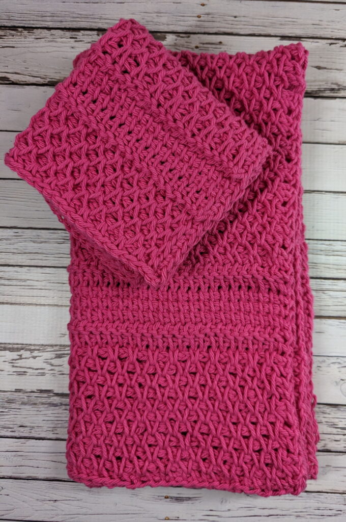 Tunisian Crochet Smock Stitch Hand Towel and Washcloth Set Free Crochet Pattern