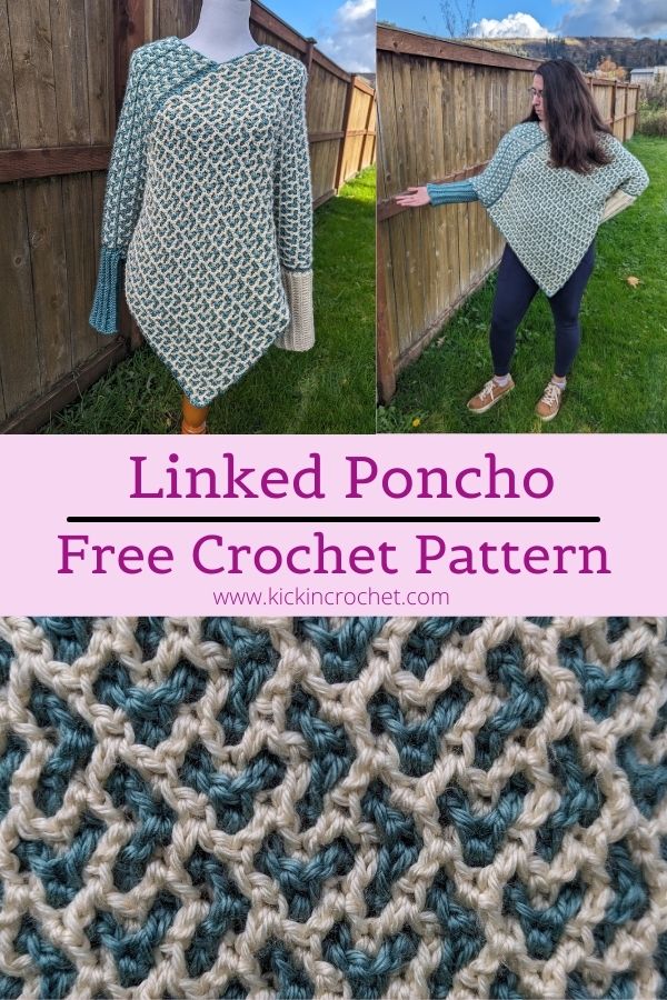 Free Interlocking Crochet Pattern Poncho with added sleeves - with free video tutorial
